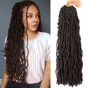 Synthetic Faux Locs Hair Extensions - Dark Brown long 18 inches free gift